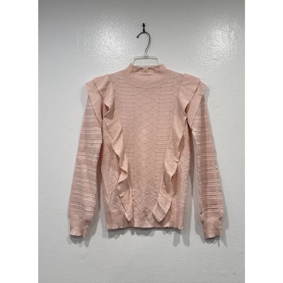 Madeline Thompson Silk Cashmere Sweater Womens Size Small Knit Peach Pink Ruffle - Picture 1 of 8